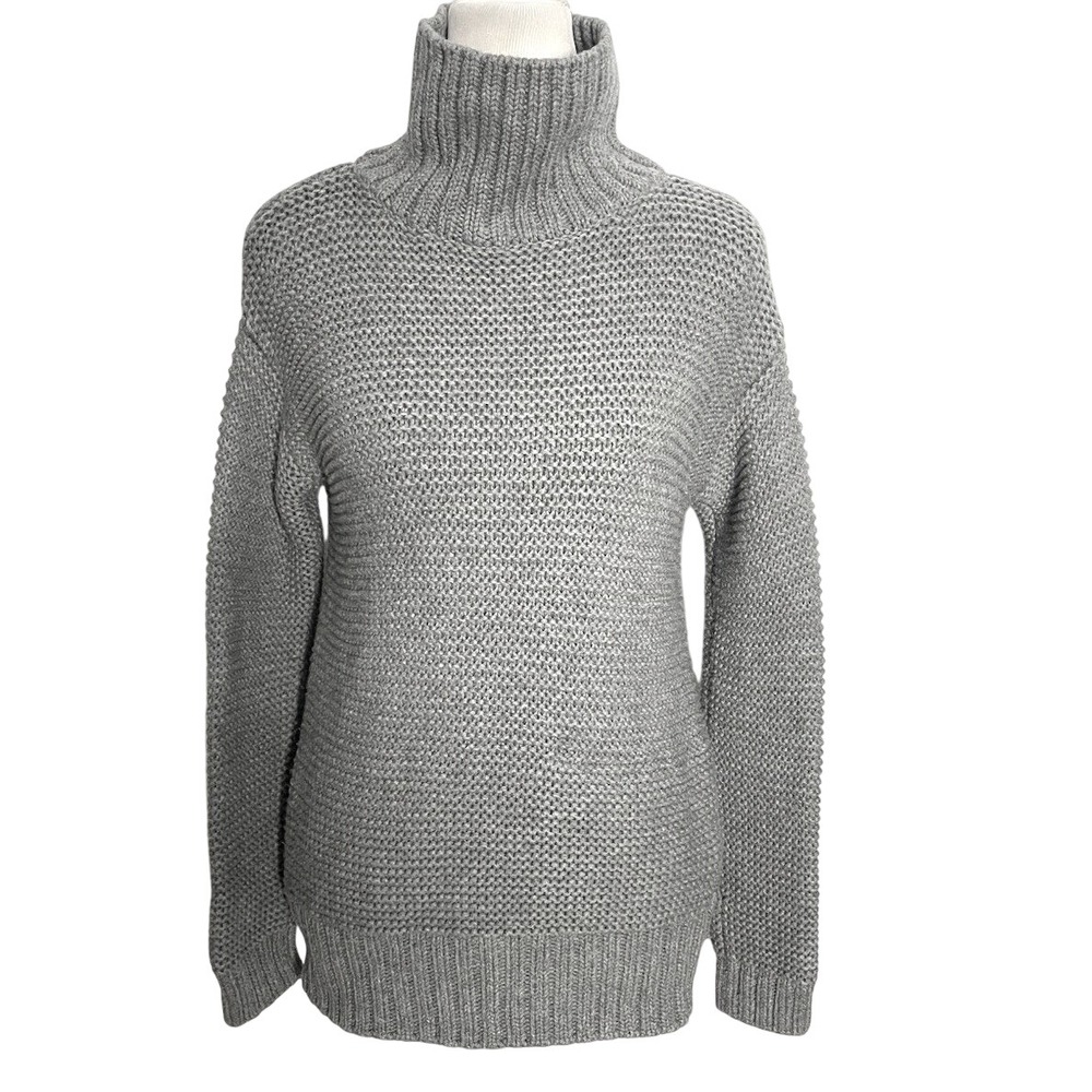 Lululemon Gray Karma Kurmasana Merino Wool Turtleneck Sweater Size 4 Rose Zipper